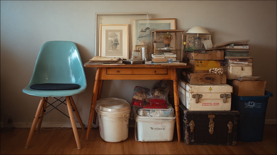 Radni sto sa stolicom i kutijama za odlaganje