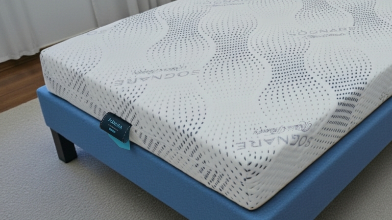 Pianura dušek na plavom krevetu u spavaćoj sobi