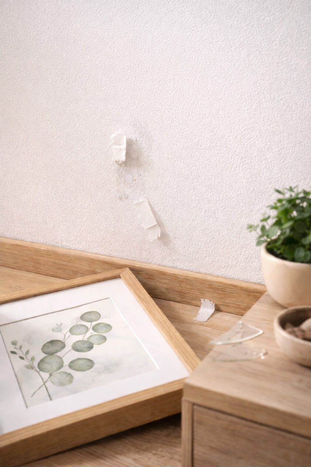 Slika koja je pala sa zida zbog popuštanja samolepljive trake